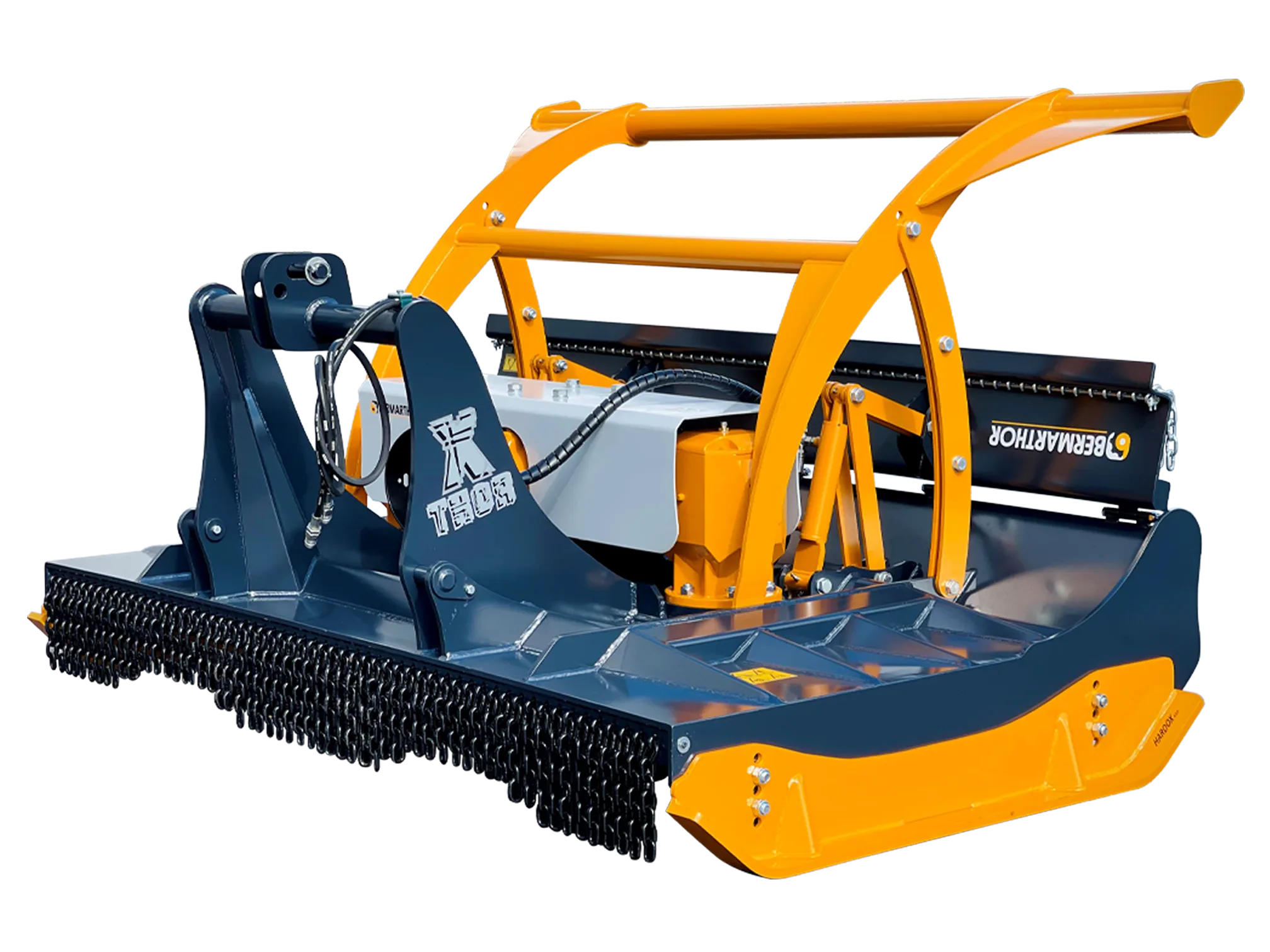 Corta-matos X-THOR 2400: Cabeçote Fixo, Cardan T80 Dupla Embraiagem, Peso 1800 Kg, Potência 65cv a 150cv